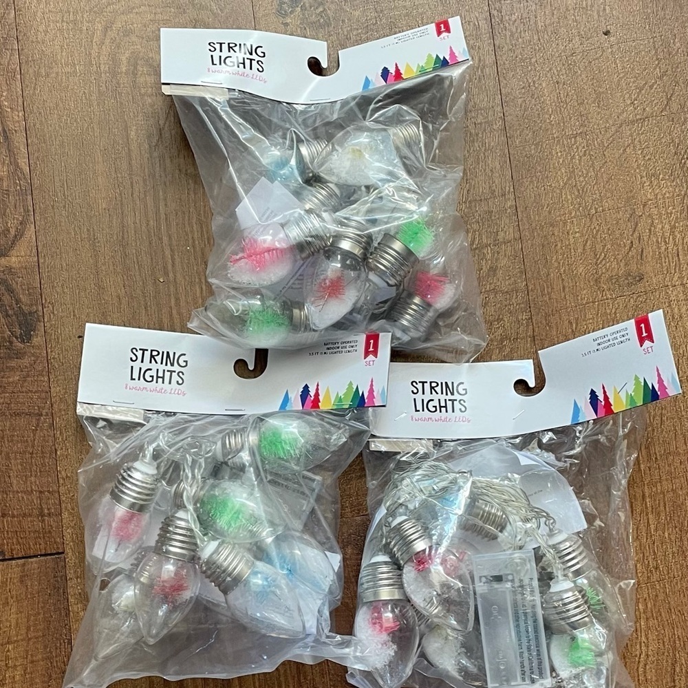 3  NWT sets of target snow  Christmas tree LED  lights pink red green bl…
